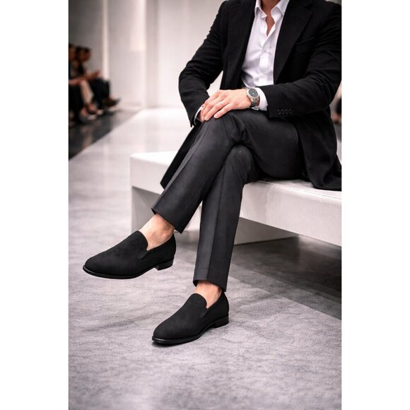 Mezlan Crespi Venetian Loafers Men’s 10M Black Glass Suede Slip-On Dress Shoes main image 12